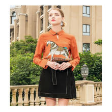 In the spring of 2020 the new fashionable joker silk flower women long sleeve shirt silk shirts